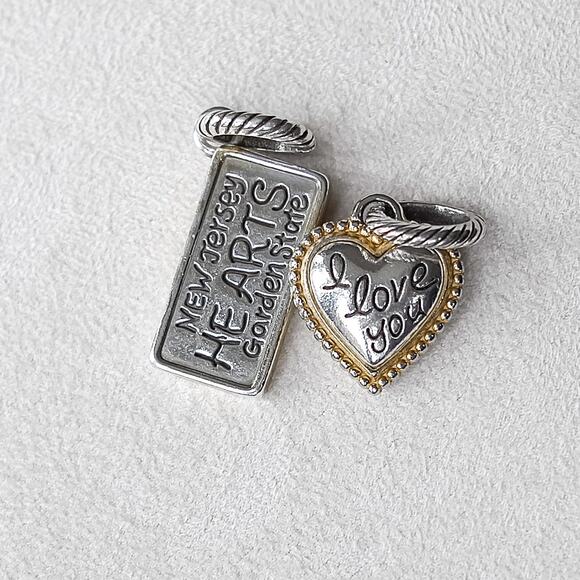 Brighton 2 PC Charms New Jersey Garden State Red Hearts I Love You Dangle Set - Picture 3 of 4
